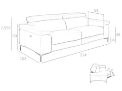 Canapé 3 Places En Cuir Avec Relax 6122 ANGEL CERDA -Canapé Soldes Boutique canape 18427277