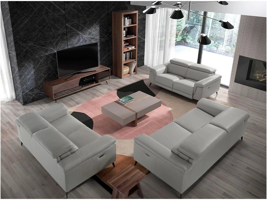 Canapé 3 Places Rembourré En Cuir Gris 6108 ANGEL CERDA 4 Canapé 3 Places Rembourré En Cuir Gris 6108 ANGEL CERDA – Image 4