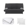 Ensemble Canapé Clic Clac FARWEST II Gris Avec Couette 220 X 240 Et 2 Oreillers