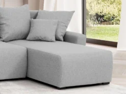 Canapé D'angle Panoramique Convertible En Tissu Gris Clair LADAZIA -Canapé Soldes Boutique canape 18442225