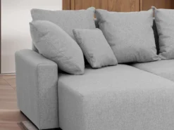 Canapé D'angle Panoramique Convertible En Tissu Gris Clair LADAZIA -Canapé Soldes Boutique canape 18442239