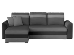 Ensemble Canapé D'angle Convertible Réversible En Tissu Et Simili GIANY Anthracite Avec Couette 220 X 240 Et 2 Oreillers -Canapé Soldes Boutique canape 18442469