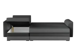 Ensemble Canapé D'angle Convertible Réversible En Tissu Et Simili GIANY Anthracite Avec Couette 220 X 240 Et 2 Oreillers -Canapé Soldes Boutique canape 18442473