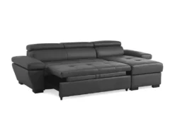 Ensemble Canapé D'angle Droit Convertible En Cuir JONOVA Anthracite Avec Couette 220 X 240 Et 2 Oreillers -Canapé Soldes Boutique canape 18442735