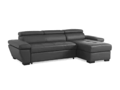 Ensemble Canapé D'angle Droit Convertible En Cuir JONOVA Anthracite Avec Couette 220 X 240 Et 2 Oreillers -Canapé Soldes Boutique canape 18442737