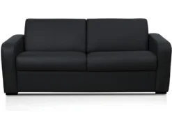 Ensemble Canapé 3 Places Convertible Express En Cuir BEVIS Noir Avec Couette 220 X 240 Et 2 Oreillers -Canapé Soldes Boutique canape 18442919