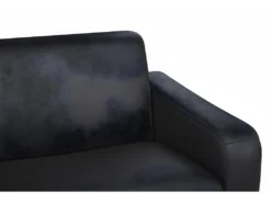 Ensemble Canapé 3 Places Convertible Express En Cuir BEVIS Noir Avec Couette 220 X 240 Et 2 Oreillers -Canapé Soldes Boutique canape 18442929