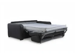 Ensemble Canapé 3 Places Convertible Express En Cuir BEVIS Noir Avec Couette 220 X 240 Et 2 Oreillers -Canapé Soldes Boutique canape 18442933