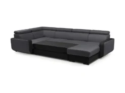 Canapé Panoramique Convertible EMPERO U En Tissu Et Simili Gris Et Noir -Canapé Soldes Boutique canape 18457233