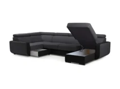 Canapé Panoramique Convertible EMPERO U En Tissu Et Simili Gris Et Noir -Canapé Soldes Boutique canape 18457235