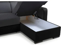 Canapé Panoramique Convertible EMPERO U En Tissu Et Simili Gris Et Noir -Canapé Soldes Boutique canape 18457237