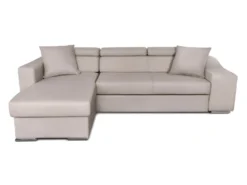 Canapé D'Angle ELONA Convertible En Tissu - Beige - Angle Gauche