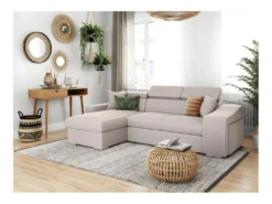 Canapé D'Angle ELONA Convertible En Tissu - Beige - Angle Gauche -Canapé Soldes Boutique canape 18796405