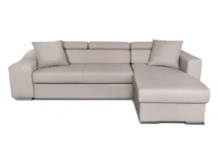 Canapé D'Angle ELONA Convertible En Tissu - Beige - Angle Droit