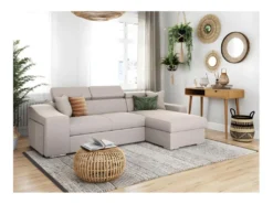 Canapé D'Angle ELONA Convertible En Tissu - Beige - Angle Droit -Canapé Soldes Boutique canape 18796425