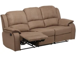 Canapé 3 Places Relax En Microfibre HERNANI - Taupe -Canapé Soldes Boutique canape 188196