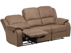 Canapé 3 Places Relax En Microfibre HERNANI - Taupe -Canapé Soldes Boutique canape 188197