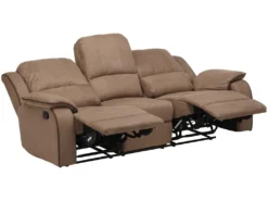 Canapé 3 Places Relax En Microfibre HERNANI - Taupe -Canapé Soldes Boutique canape 188199