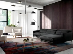 Canapé Méridienne En Cuir Et Acier Noir 6041 ANGEL CERDA -Canapé Soldes Boutique canape 18852767