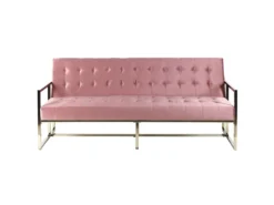Canapé Convertible 3 Places En Velours Rose MARSTAL