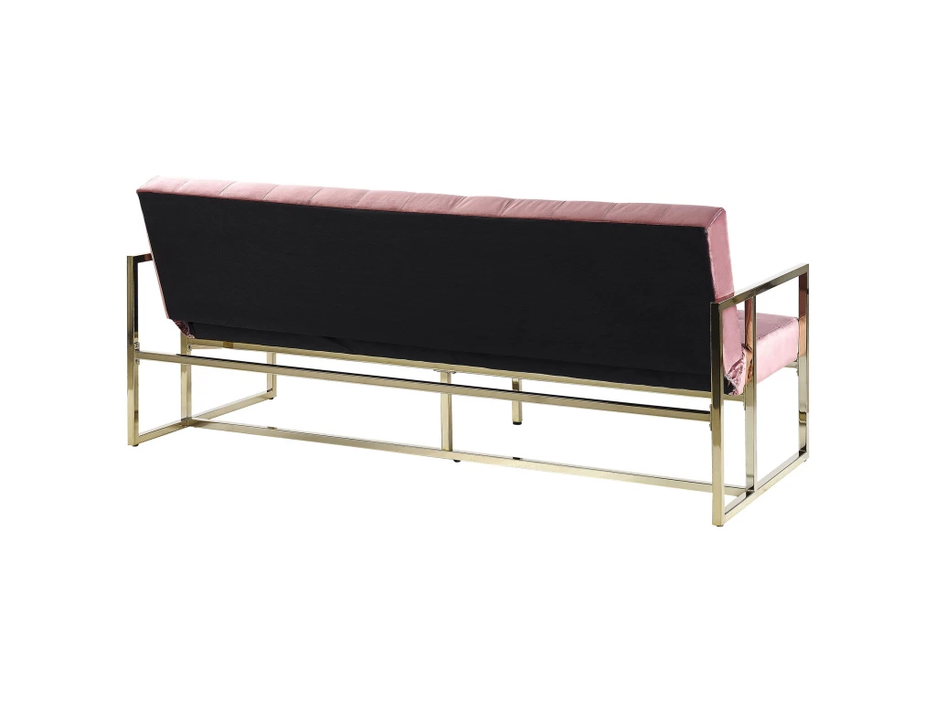 Canapé Convertible 3 Places En Velours Rose MARSTAL 8 Canapé Convertible 3 Places En Velours Rose MARSTAL – Image 8