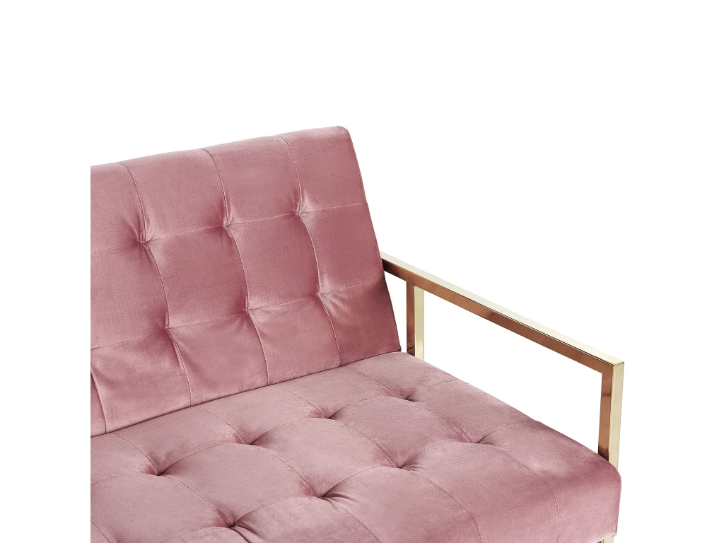 Canapé Convertible 3 Places En Velours Rose MARSTAL 10 Canapé Convertible 3 Places En Velours Rose MARSTAL – Image 10