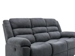 Canapé 3 Places Relax électrique En Tissu Gris BUROLO -Canapé Soldes Boutique canape 18877953