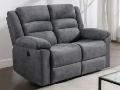 Canapé 2 Places Relax électrique En Tissu Gris BUROLO -Canapé Soldes Boutique canape 18877955