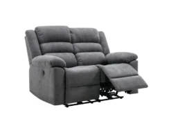 Canapé 2 Places Relax électrique En Tissu Gris BUROLO -Canapé Soldes Boutique canape 18877967