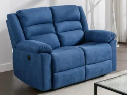 Canapé 2 Places Relax électrique En Tissu Bleu BUROLO -Canapé Soldes Boutique canape 18877975