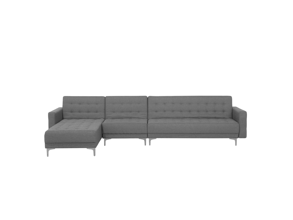 Canapé Angle Droite Convertible En Tissu Gris Clair 5 Places ABERDEEN 2 Canapé Angle Droite Convertible En Tissu Gris Clair 5 Places ABERDEEN – Image 2