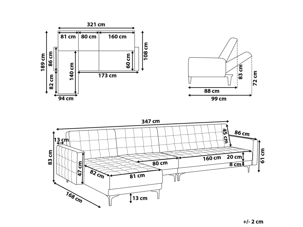 Canapé Angle Droite Convertible En Tissu Gris Clair 5 Places ABERDEEN 3 Canapé Angle Droite Convertible En Tissu Gris Clair 5 Places ABERDEEN – Image 3