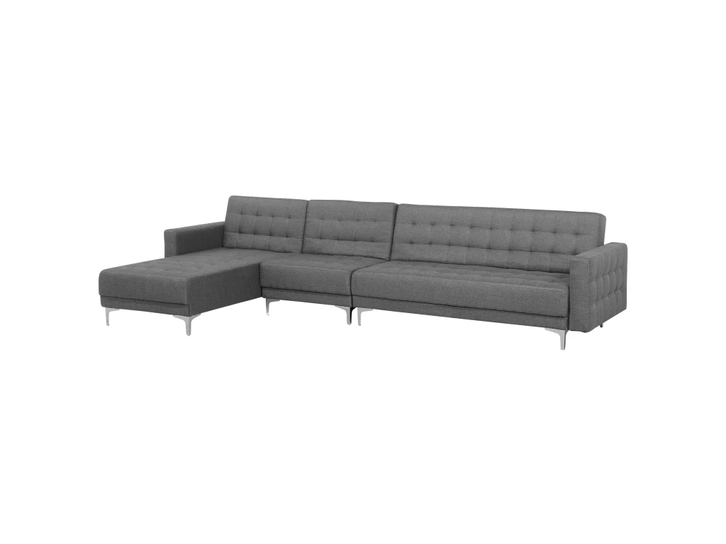 Canapé Angle Droite Convertible En Tissu Gris Clair 5 Places ABERDEEN 5 Canapé Angle Droite Convertible En Tissu Gris Clair 5 Places ABERDEEN – Image 5
