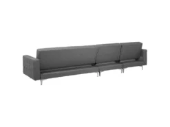 Canapé Angle Droite Convertible En Tissu Gris Clair 5 Places Avec Pouf ABERDEEN -Canapé Soldes Boutique canape 19122623