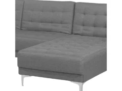 Canapé Angle Gauche Convertible En Tissu Gris Clair 5 Places Avec Pouf ABERDEEN -Canapé Soldes Boutique canape 19122647