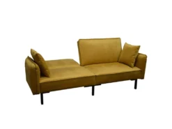 KONAE - Canapé Convertible Bois D'Eucalyptus Velours Ocre -Canapé Soldes Boutique canape 19125167