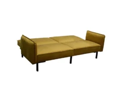 KONAE - Canapé Convertible Bois D'Eucalyptus Velours Ocre -Canapé Soldes Boutique canape 19125169