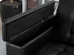 Canapé 3 Places Clic-clac En Simili DEVONSHIRE Avec Tablette Centrale Rabattable - Noir -Canapé Soldes Boutique canape 191363