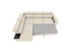 Canapé D'angle Convertible Réversible 4-5 Places KELIO - Tissu Beige - Coffre De Rangement - L 245 X P 184 X H 77 Cm -Canapé Soldes Boutique canape 19145419