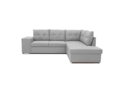 Canapé D'angle Convertible Réversible 4-5 Places MITCHELL - Tissu Gris - Coffre De Rangement - L 245 X P 205 X H 93 Cm