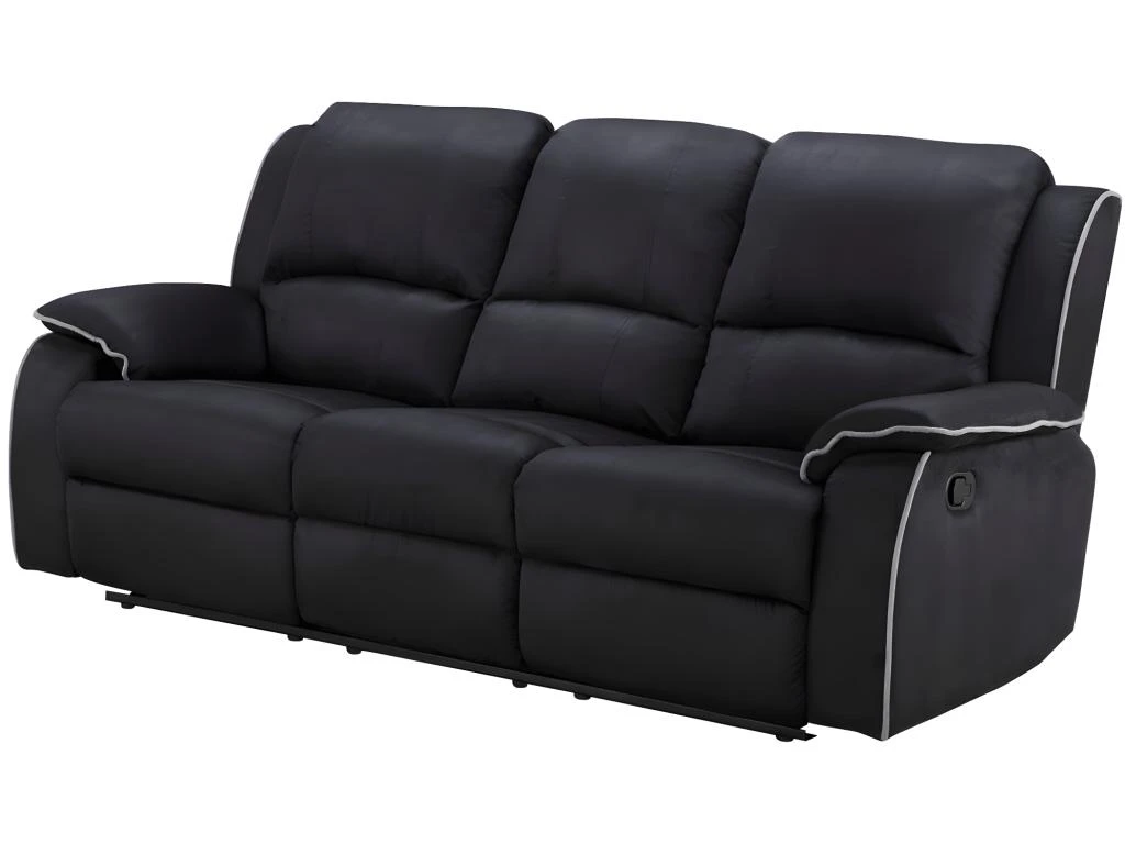 Canapé 3 Places Relax En Microfibre HERNANI - Noir 5 Canapé 3 Places Relax En Microfibre HERNANI - Noir – Image 5