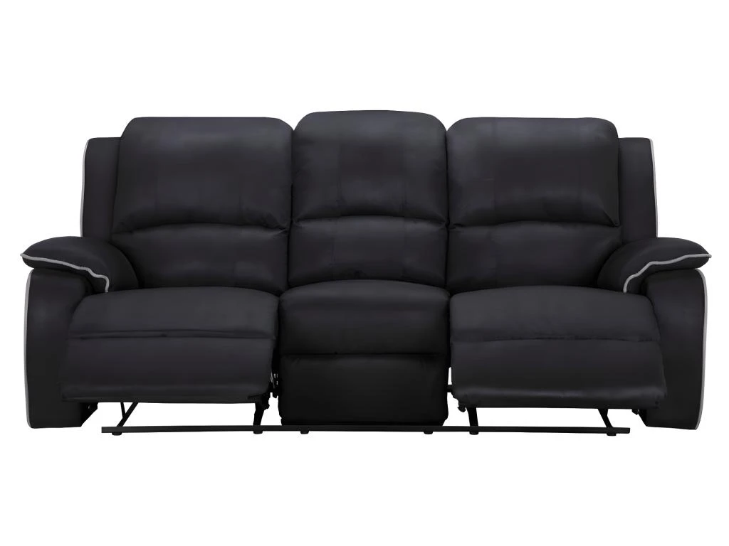 Canapé 3 Places Relax En Microfibre HERNANI - Noir 3 Canapé 3 Places Relax En Microfibre HERNANI - Noir – Image 3