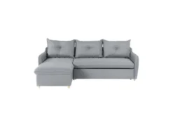 Canapé D'angle Convertible Et Réversible 4 Places - Tissu Gris Clair - L 238 X P 160 X H 89 Cm - OSTEN - Fabriqué En Ukraine