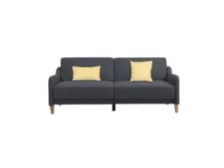 ANGELES Canapé Convertible Clic-Clac 3 Places Contemporain - Tissu Gris Avec Coussins - L 196 X P 91 X H 81 Cm -Canapé Soldes Boutique canape 19161461