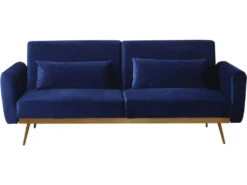 Canapé Clic Clac En Velours "Donia" - 203 X 81 X 83 Cm - 3 Places - Bleu Foncé -Canapé Soldes Boutique canape 19211339