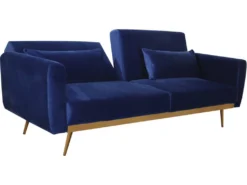 Canapé Clic Clac En Velours "Donia" - 203 X 81 X 83 Cm - 3 Places - Bleu Foncé -Canapé Soldes Boutique canape 19211341