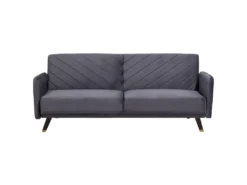 Canapé Convertible 3 Places En Velours Gris SENJA