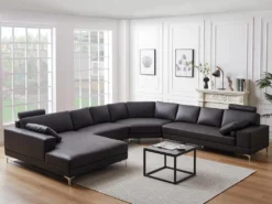 Canapé Panoramique 7 Places Cuir Supérieur DONATELLO II - Marron - Angle Gauche -Canapé Soldes Boutique canape 19370291