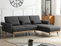 Canapé D'angle Convertible Réversible Clic-clac En Tissu Anthracite ANDINO -Canapé Soldes Boutique canape 19438111