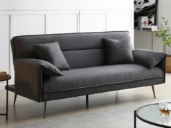 Canapé 3 Places Convertible Clic-clac En Tissu Anthracite FUSANO -Canapé Soldes Boutique canape 19451051